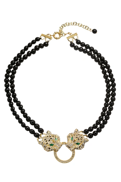 Eye Candy La Agate Leopard Necklace In Black