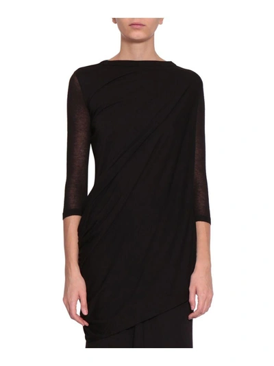 Rick Owens Oversized Viscose Blend Top In Nero