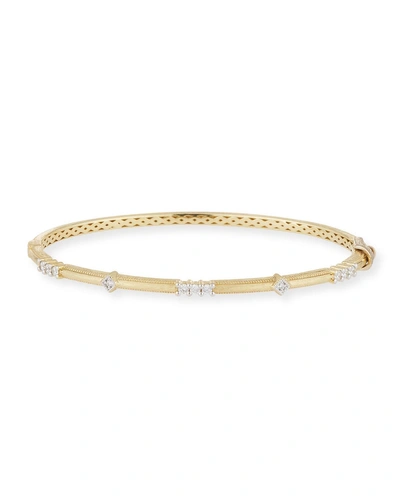 Jude Frances 18k Gold Lisse Alternating Diamond Bangle