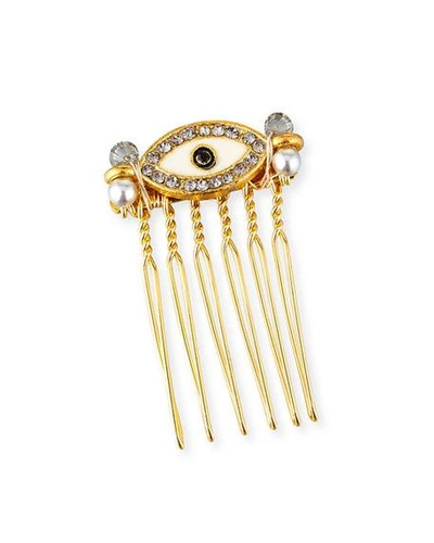 Epona Valley Mini Evil Eye Hair Comb In Cream