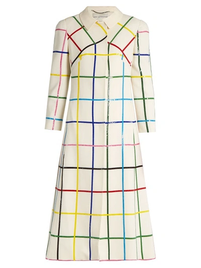 Mary Katrantzou Benatar Rainbow Grid Wool Coat In Multigrid