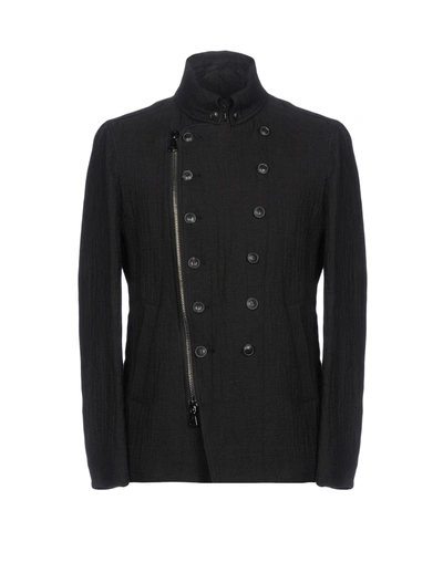 John Varvatos Double Breasted Pea Coat In Black