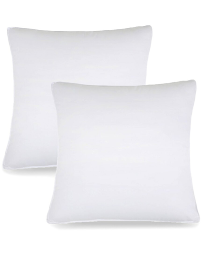 Superior Microfiber Square Hypoallergenic Down Alternative Decorative Euro Bed Pillow Inserts- Set In White