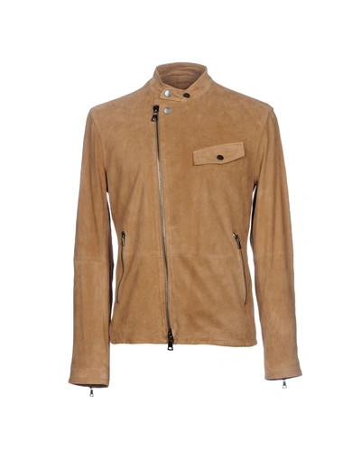 John Varvatos Leather Jacket In Camel