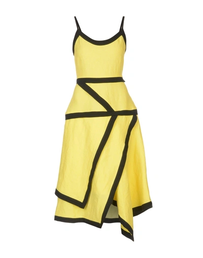 Jw Anderson Woman Midi Dress Yellow Size 8 Linen, Cotton