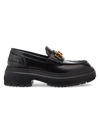 Fendi Graphy Leather Loafer In Black