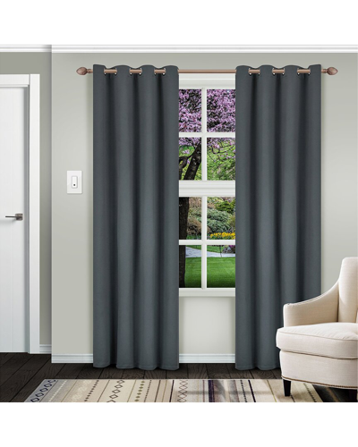 Superior Solid Insulated Thermal Blackout Grommet Curtain Panel Set In Grey