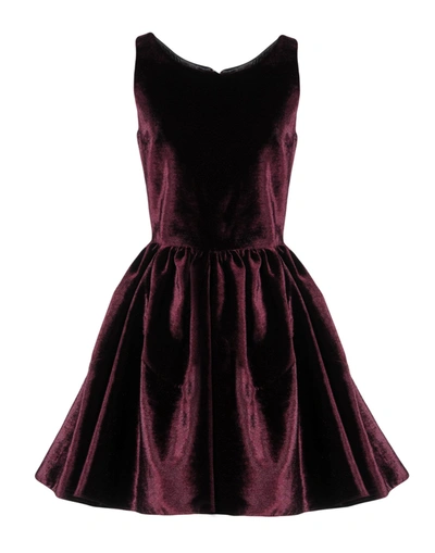 Alaïa Short Dresses In Maroon