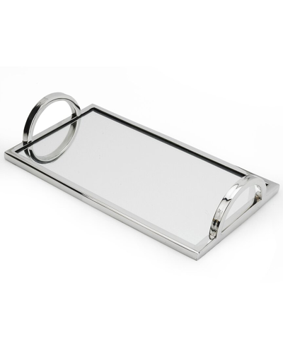 Classic Touch Rectangular Mirror Tray In Silver