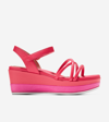 Cole Haan Women's Addison Ankle Strap Slingback Platform Wedge Sandals In Geranium Leather