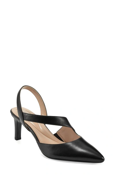 Easy Spirit Recruit Slingback Pointed Toe Pump In Black Leather