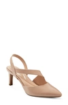 Easy Spirit Recruit Slingback Pointed Toe Pump In Medium Natural Patent Leather