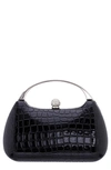 Nina Croc Embossed Minaudière In Black