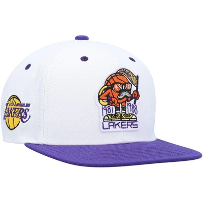 Mitchell & Ness Men's  White, Purple Los Angeles Lakers Kurt Rambis Two-tone Snapback Hat In White,purple