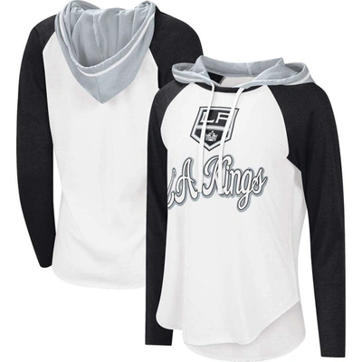 Starter G-iii Sports By Carl Banks White/black Los Angeles Kings Mvp Raglan Lightweight Hooded T-shirt In White,black