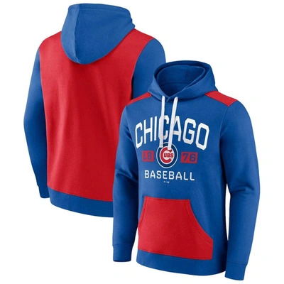 Fanatics Branded Royal/red Chicago Cubs Chip In Pullover Hoodie In Royal,red