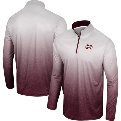 Colosseum Maroon Mississippi State Bulldogs Laws Of Physics Quarter-zip Windshirt In White,maroon