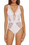 Becca Color Play One-piece Swimsuit In White / White