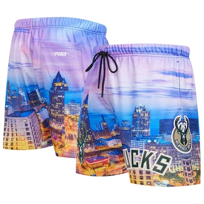 Pro Standard Milwaukee Bucks Cityscape Shorts In Purple