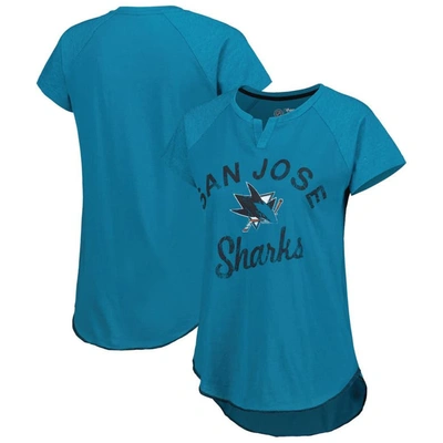 Starter Teal San Jose Sharks Grand Slam Raglan Notch Neck T-shirt