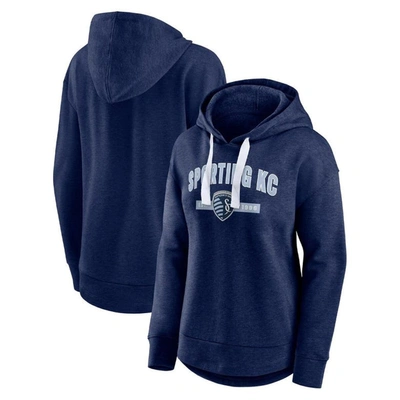 Fanatics Branded Navy Sporting Kansas City Lineup Pullover Hoodie In Heather Navy