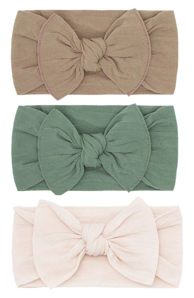 Baby Bling Babies' Bow Stretch Headband In Oak/ Sage/ Oatmeal