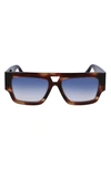 Victoria Beckham 55mm Square Sunglasses In Dark Brown Horn