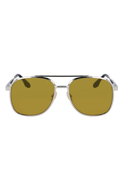 Victoria Beckham 58mm Navigator Sunglasses In Silver
