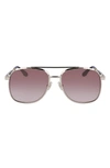 Victoria Beckham 58mm Navigator Sunglasses In Silver/ Brown
