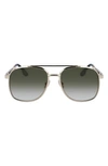 Victoria Beckham 58mm Navigator Sunglasses In Gold