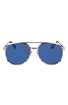 Victoria Beckham 58mm Navigator Sunglasses In Silver/ Blue