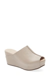 Chocolat Blu Wynn Peep Toe Mule In Stone Leather