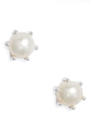 Kendra Scott Ashton Pearl Stud Earrings In Bright Silver White Pearl