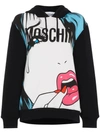 Moschino Oversized Printed Stretch-cotton Jersey Hoodie In Black