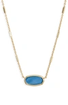 Kendra Scott Elisa Frame Pendant Necklace In Gold Dark Blue Mother Of Pearl