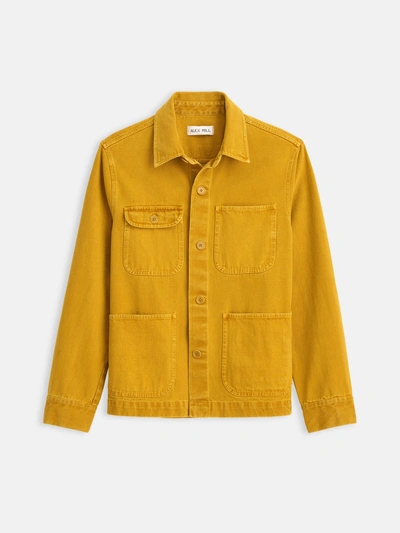 Alex Mill Garment Dyed Work Jacket In Recycled Denim In Yellow Ochre