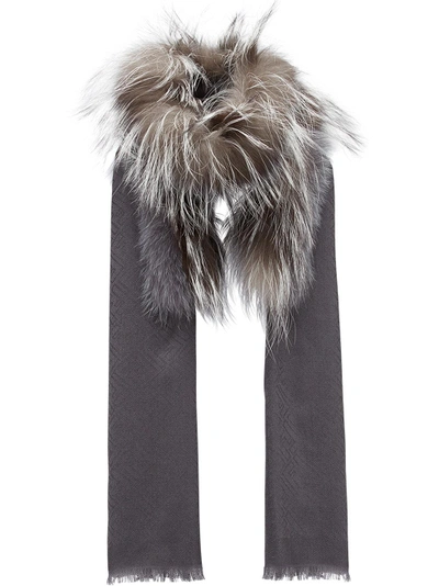 Fendi Touch Of Fur Stole In Grey