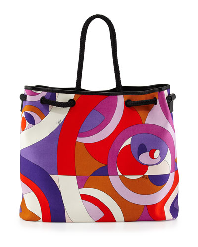 Emilio Pucci Kaleidoscope-print Large Canvas Bag, Lilla/arancio | ModeSens