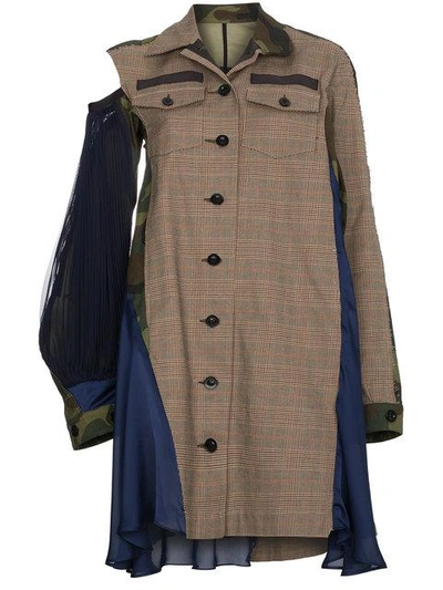 Sacai Contrast Sleeve Shirt Dress In Multicolour