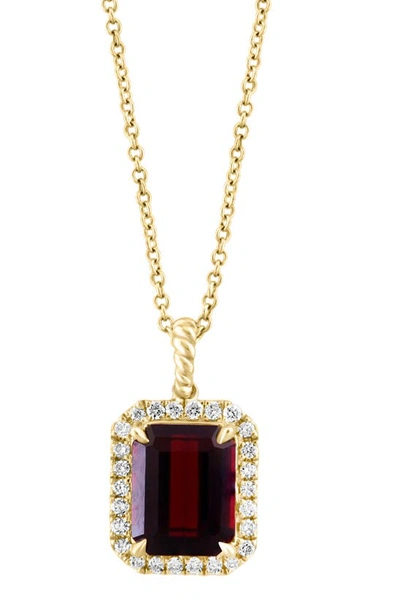 Effy 14k Yellow Gold, Garnet & Diamond Pendant Necklace In Red