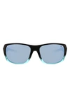 Hurley Beveled 59mm Polarized Sunglasses In Black/ Aqua