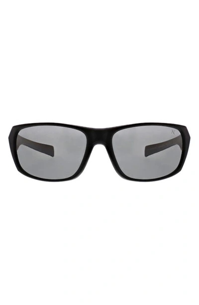 Hurley Beveled 59mm Polarized Sunglasses In Matte Black