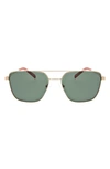 Hurley 57mm Polarized Pilot Sunglasses In Gold/ Green