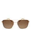 Hurley 57mm Polarized Pilot Sunglasses In Rose Gold