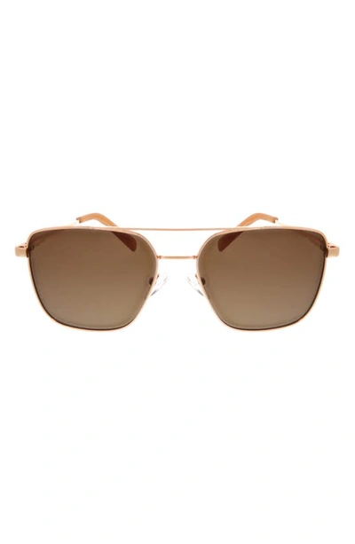 Hurley 57mm Polarized Pilot Sunglasses In Rose Gold