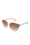 Oscar De La Renta 53mm Round Modern Sunglasses In Rose Gold Metal/smoke Gr/gold