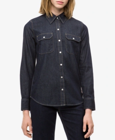 Calvin Klein Jeans Est.1978 Cotton Western Shirt In Alexa Rinse
