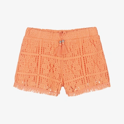 Mayoral Babies' Girls Pale Orange Crochet Cotton Shorts