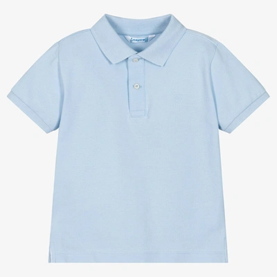 Mayoral Kids' Boys Pale Blue Cotton Piqué Polo Shirt