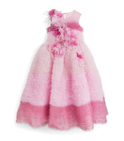 Marchesa Couture Kids' Girls Pink Ruffle Tulle Dress